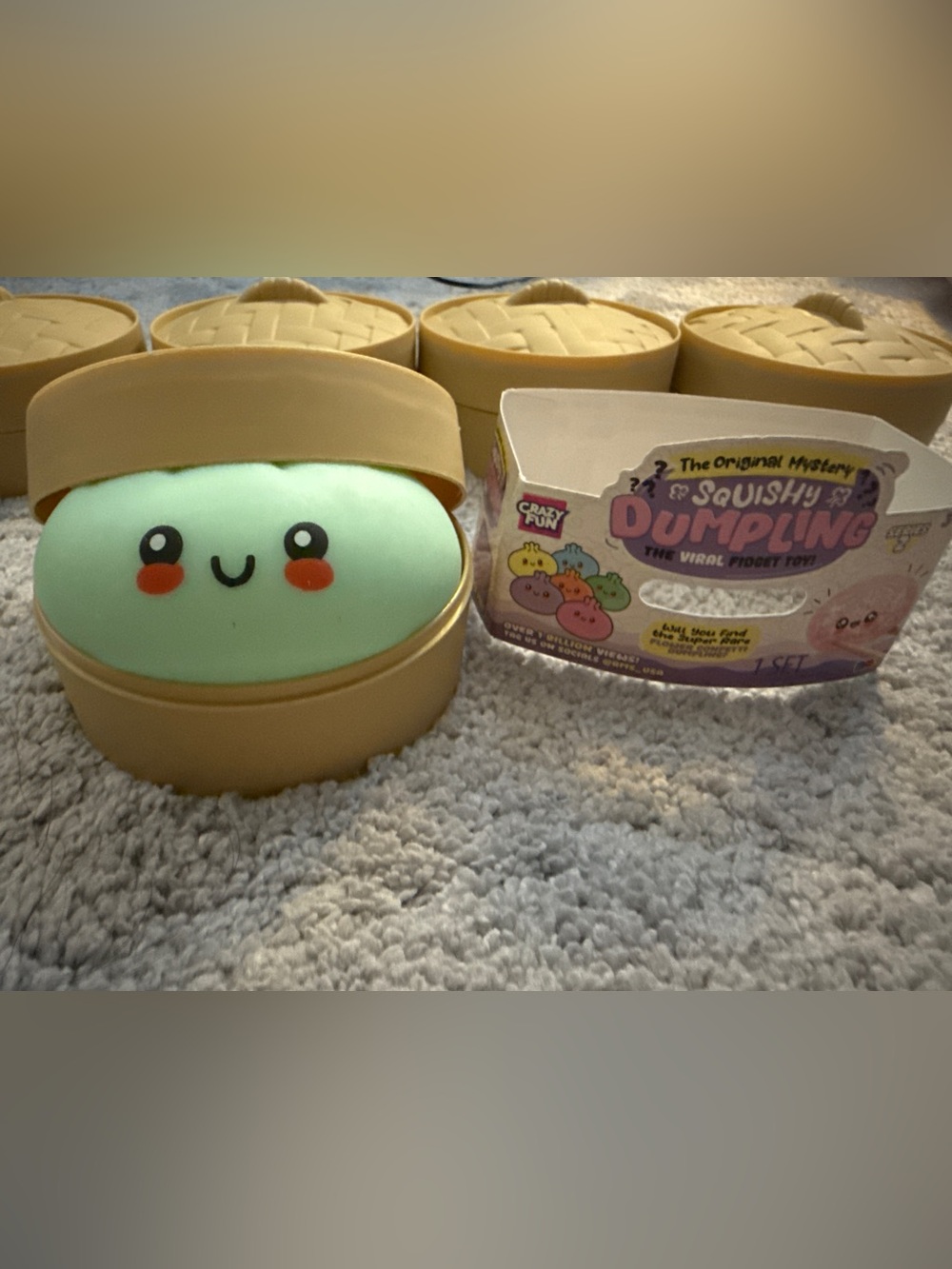 OPENED. Squishy Dumpling Novelty Toy - Green Dumpling
